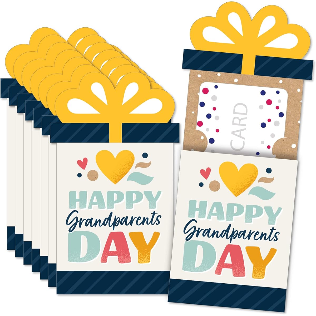 Big Dot of Happiness Happy Grandparents Day - Grandma and Grandpa Party Money and Gift Card Sleeves - Fantastic Gift Card Holders - Set of 8
