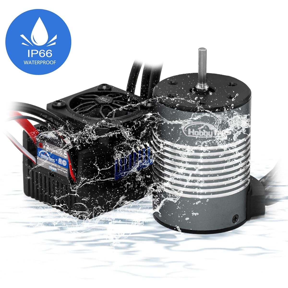 Hobby Fans Waterproof S3650 3500KV Brushless Motor 3.175mm Shaft Upgrade 60A ESC Electric Speed Controller Combo Set with Heatsink for 1/10 RC Car Truck Titanium