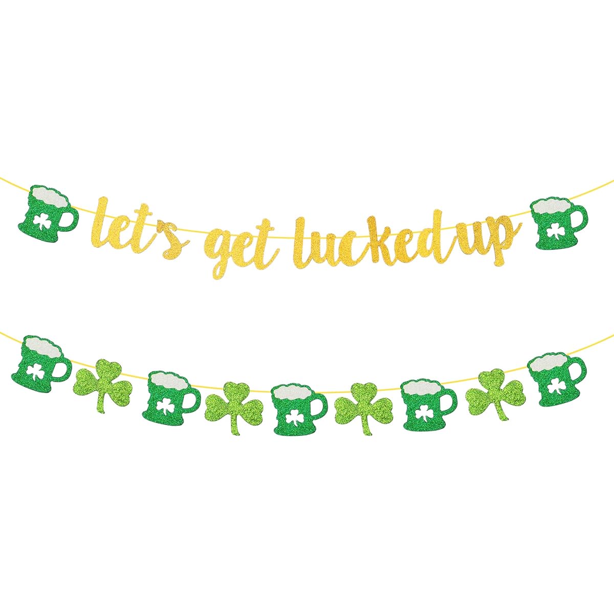Weimaro Let's Get Lucked Up Banner Glittering St. Patrick's Day Decoration Set Lucky Shamrock Garland St. Patrick's Day Lucky Irish Party Home Decor St. Patty's Day Decor Supplies