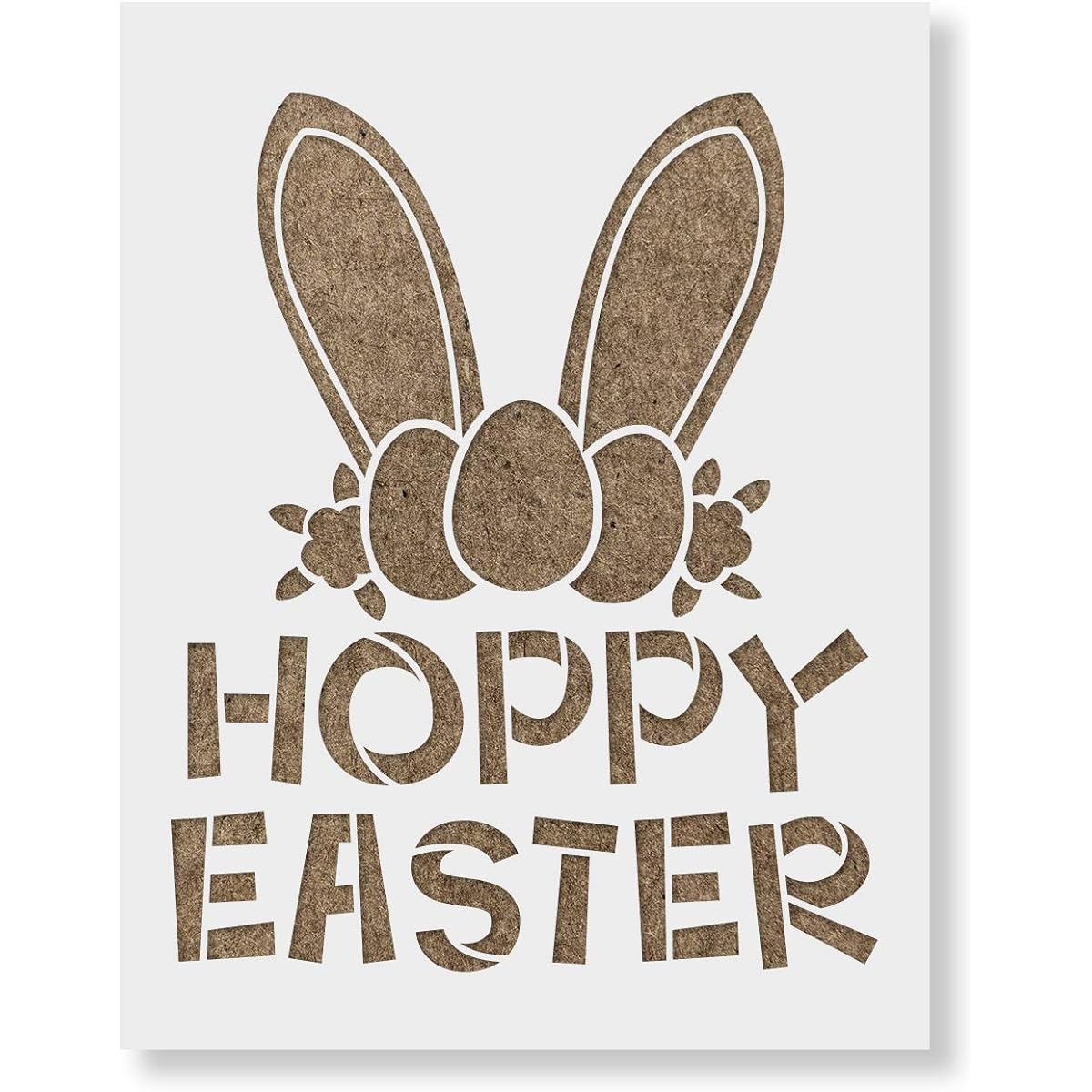 Hoppy Easter Stencil - Reusable Stencil - Create DIY Hoppy Easter Home Decorations, 36"x24", White