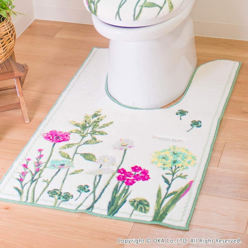 OKA Toilet Mat Botanical Garden Green Approx. 105cm x 63cm Ear Length (Plant Natural) 4548622371512