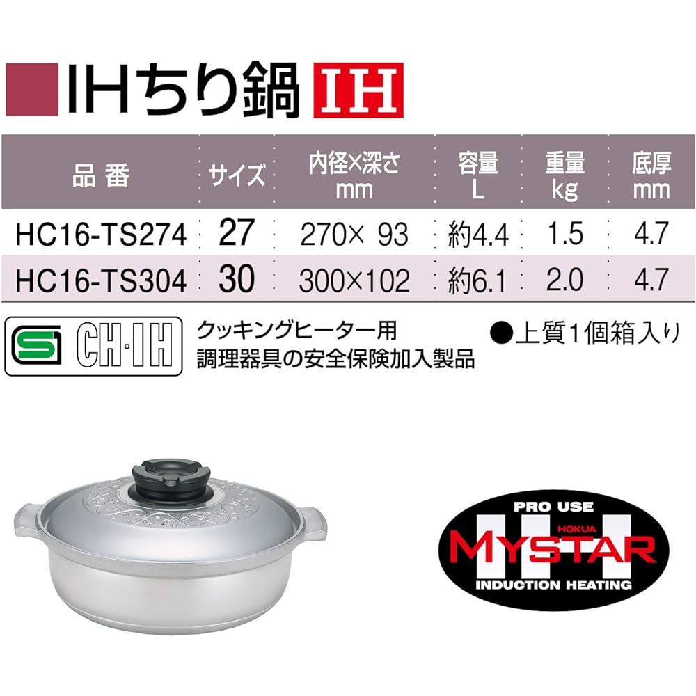 Hokuriku Aluminum IH Chirinabe Commercial Use Meister 27cm HC16-TS274