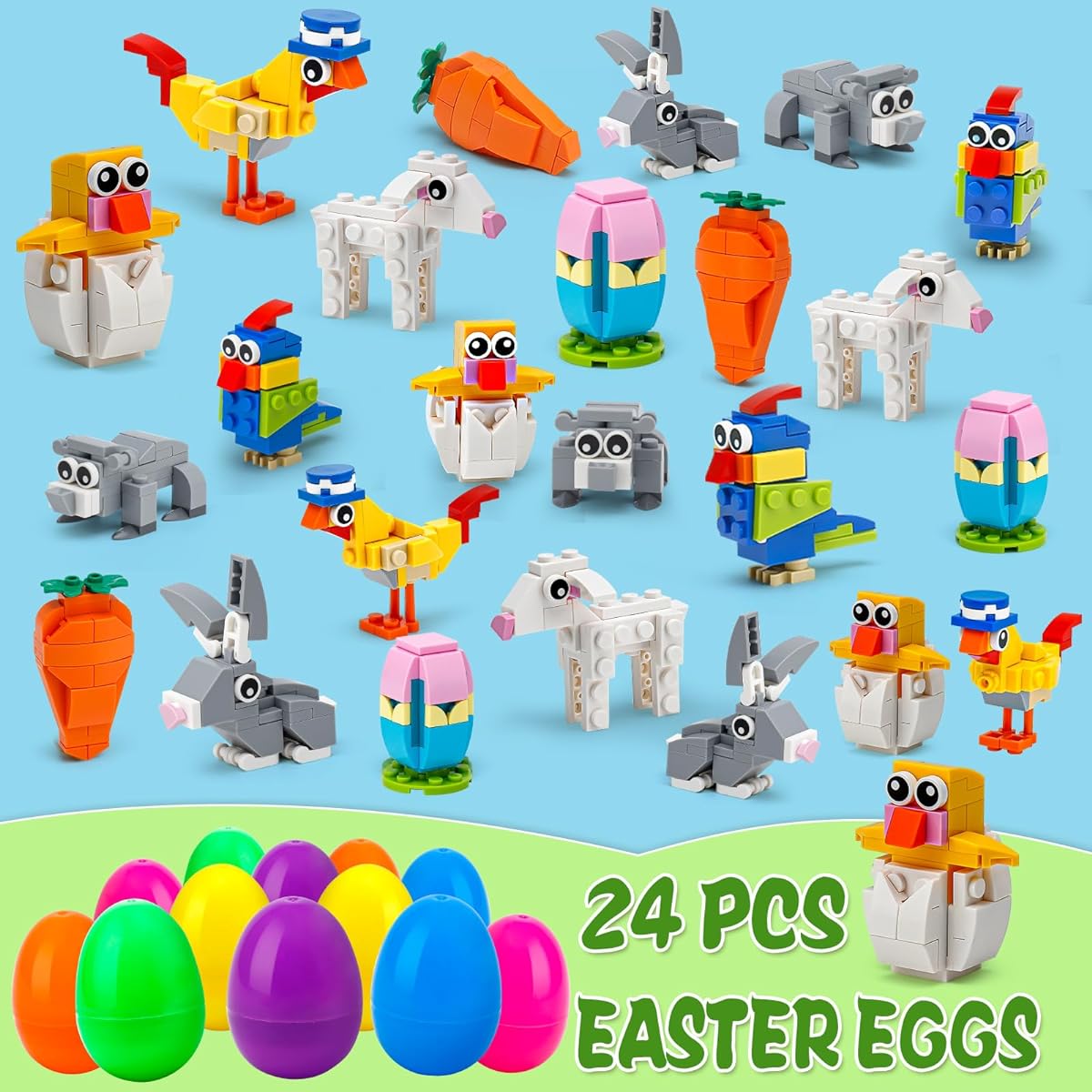Craiiby Easter eggs 24 pack with building blocks