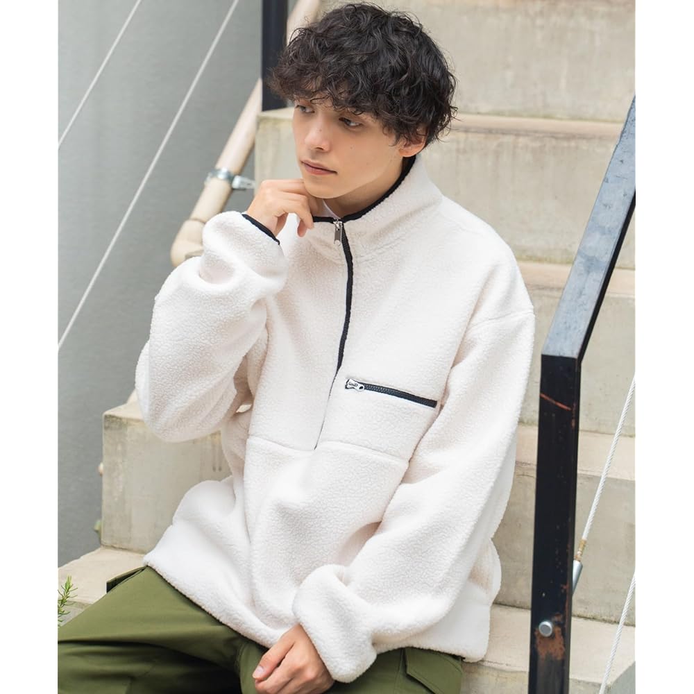 [Wego] Unisex Fleece Half Zip Pullover Clothes Sweatshirt Outerwear Tops Street Korean Simple Christmas Present Autumn Clothes Winter Clothes Autumn Winter Gift Present Men's