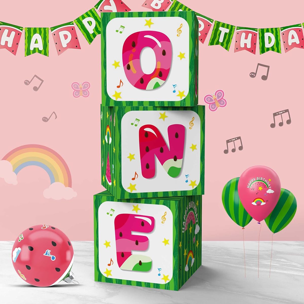 Cartoon Melon Decoration Balloon Box First Birthday Party Supplies Watermelon Theme Baby Shower First Birthday Party Favors