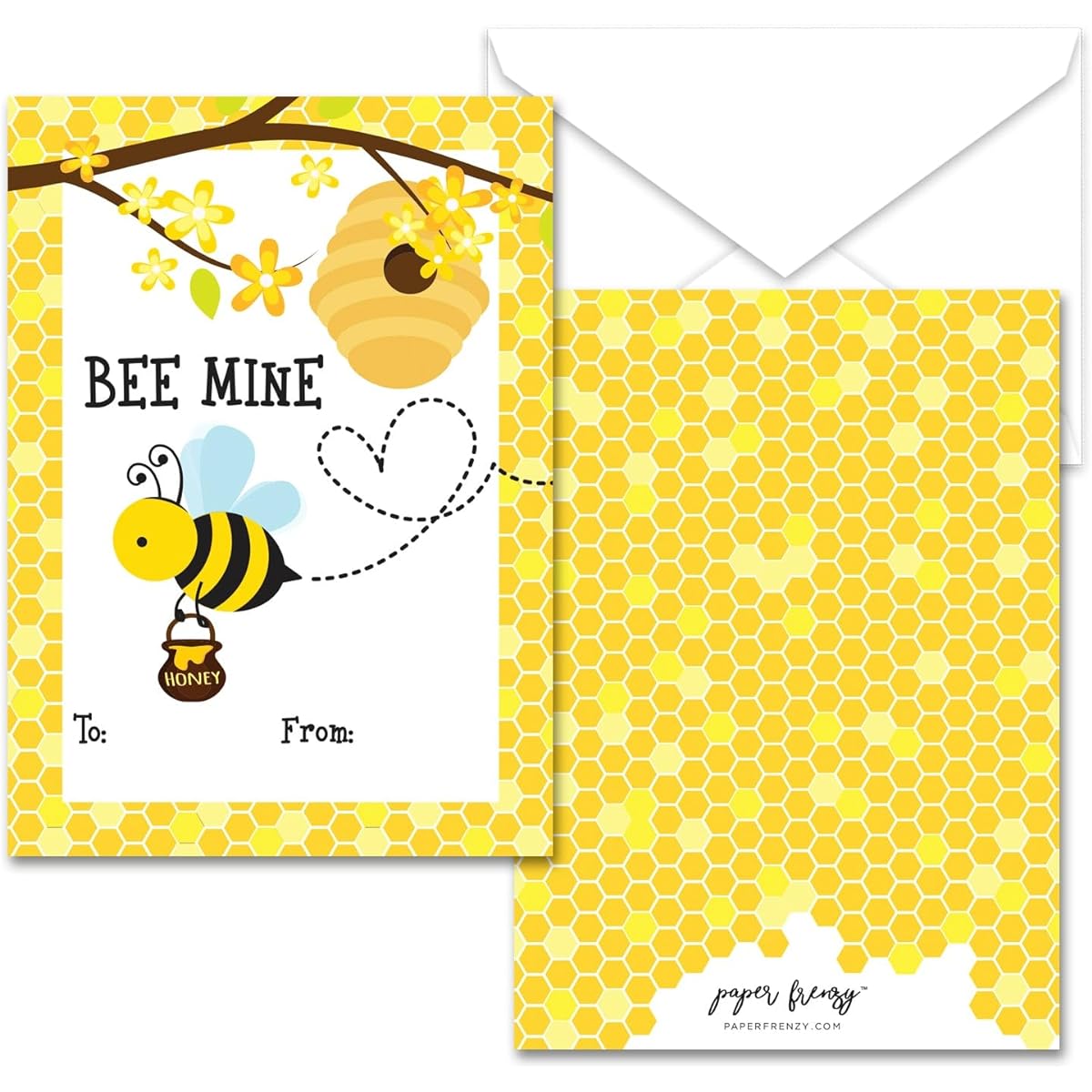Paper Frenzy Bumblebee Themed Valentine's 25 Pack with Envelopes