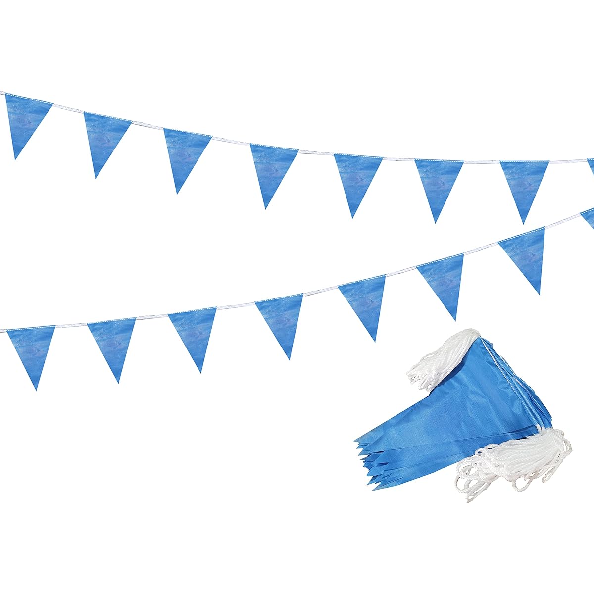 tibijoy 260ft Blue Pennant Banner Flags DIY String Triangle Bunting Polyester Banners for Party Grand Opening Christmas Party Outdoor Decoration 150pcs