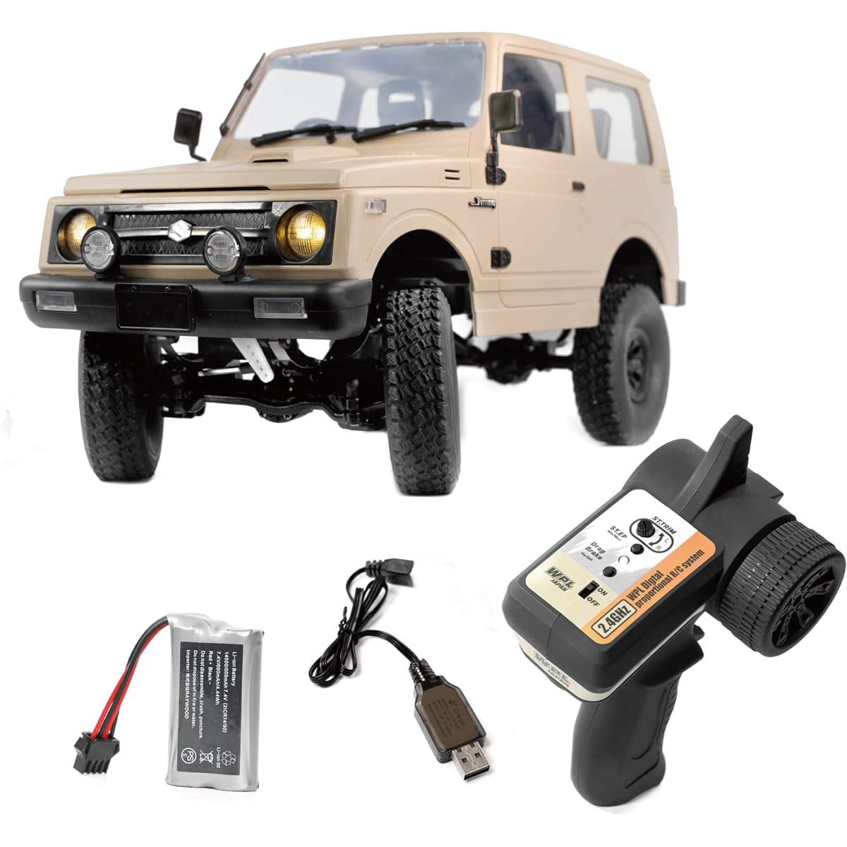 WPL JAPAN Suzuki Jimny (JA11) 1/10 Outdoor Radio Control 4WD Four-Wheel Drive RC Car Rock Crawling Crawler with Technical Approval Mark and Battery Included (Coyote)