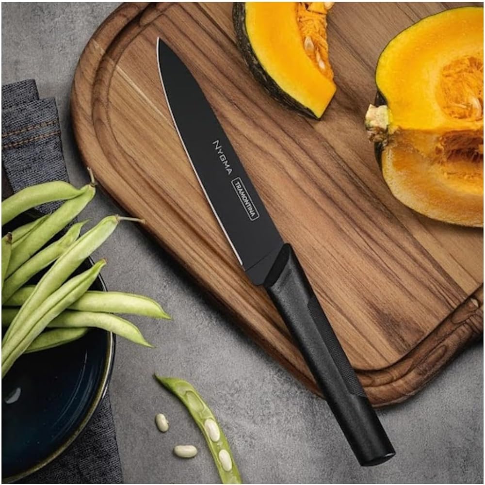 Tramontina Nigma [Antibacterial] Ultra-light black knife cutlery set of 3 Durable heat-resistant stainless steel 3 degree heat treatment Boxed Antibacterial handle Respect for the Aged Day Housewarming Gift Made in Brazil 23699/080 TRAMONTINA