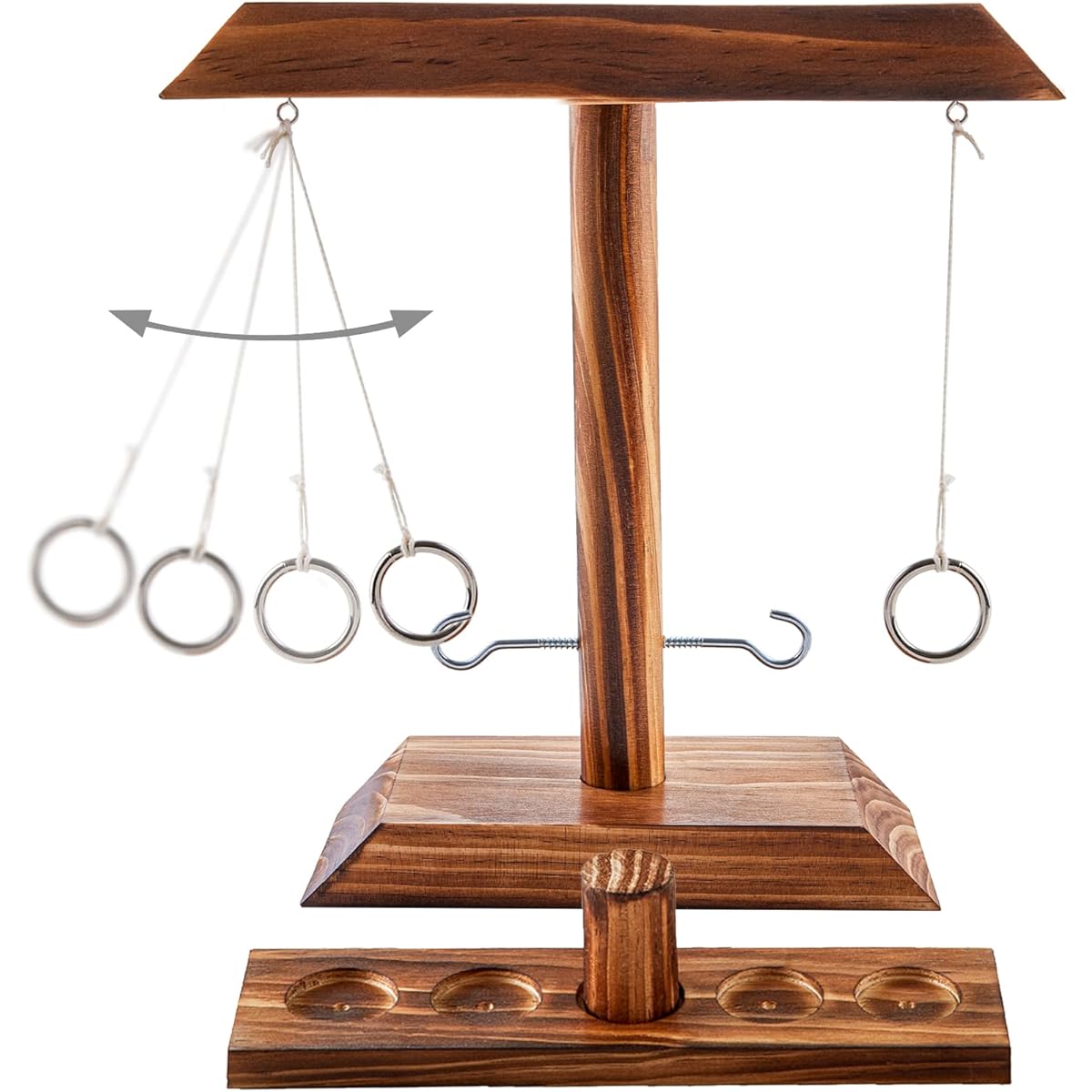 Nextradero Ring Toss Game for Adults Indoor Handmade Wooden Hook Ring Game Tabletop Fun Interaction Game for Home & Party