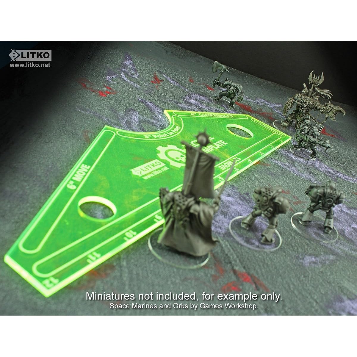 MK6 Gothic Battle, 12 inch Tactical Template, Fluorescent Green (1)