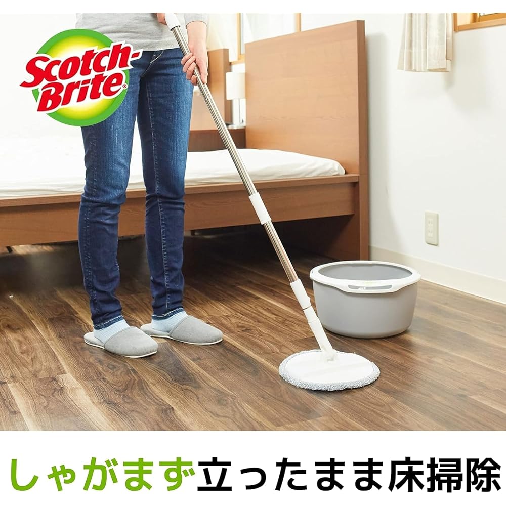 3M Rotating Mop with 1 Replacement Wet Wiping Floor Cleaning Floor Microfiber Scotch Bright SSM-T6J+R A