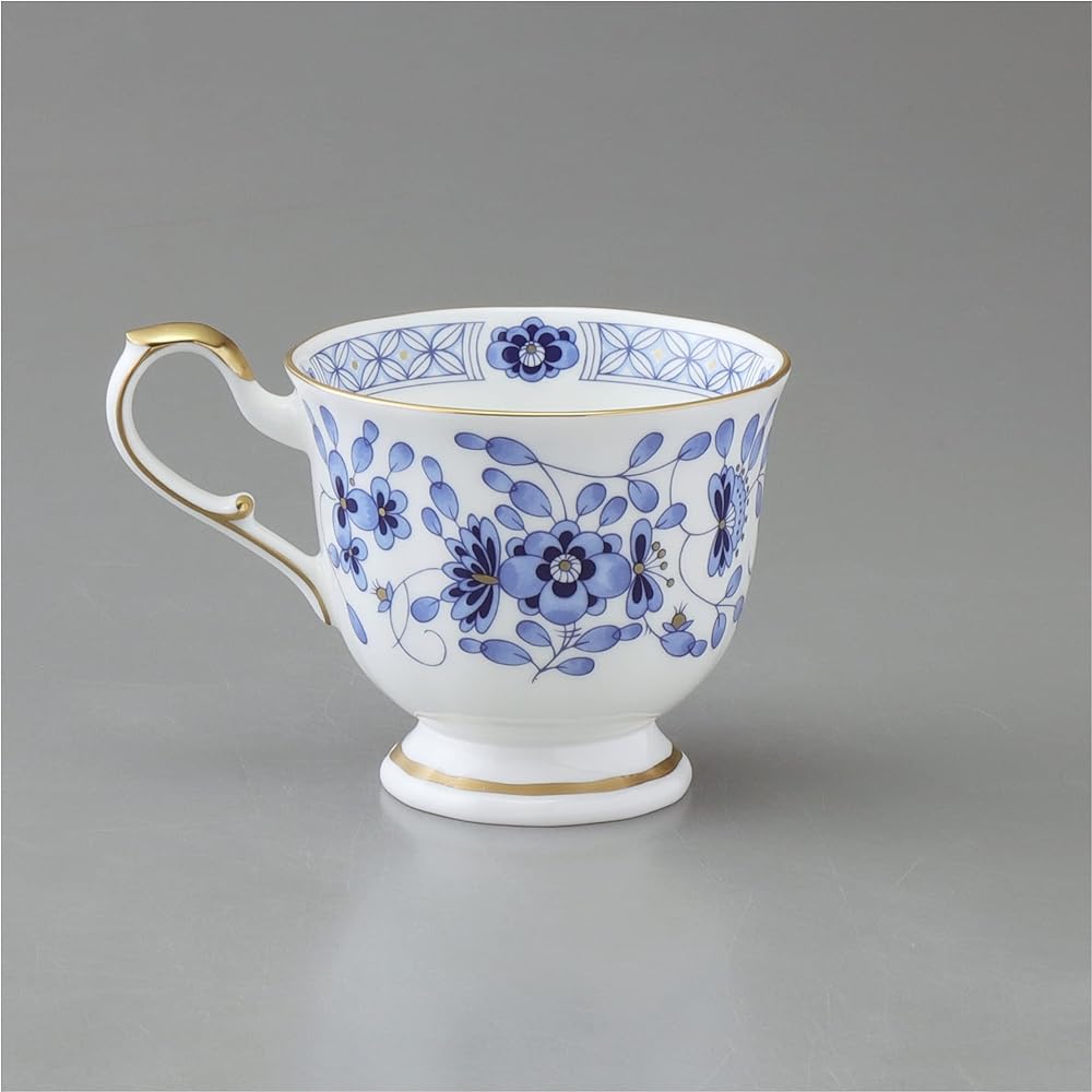 NARUMI Cup Saucer Set Milano 200cc Blue Floral Pattern Plum Blossom Chintz Style Pair Coffee Cup & Saucer Wedding Gift Respect for the Aged Day Present Made in Japan Gift Box Included 9682-20515