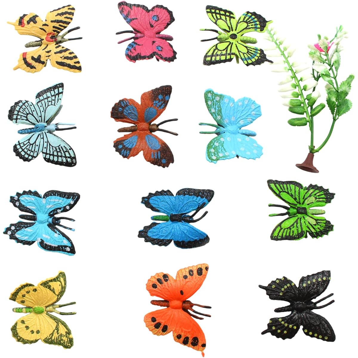 SmilerSmile Animal Figure Set Plastic Play Farm Insects Kids Themed Party Supplies (12 Butterflies)