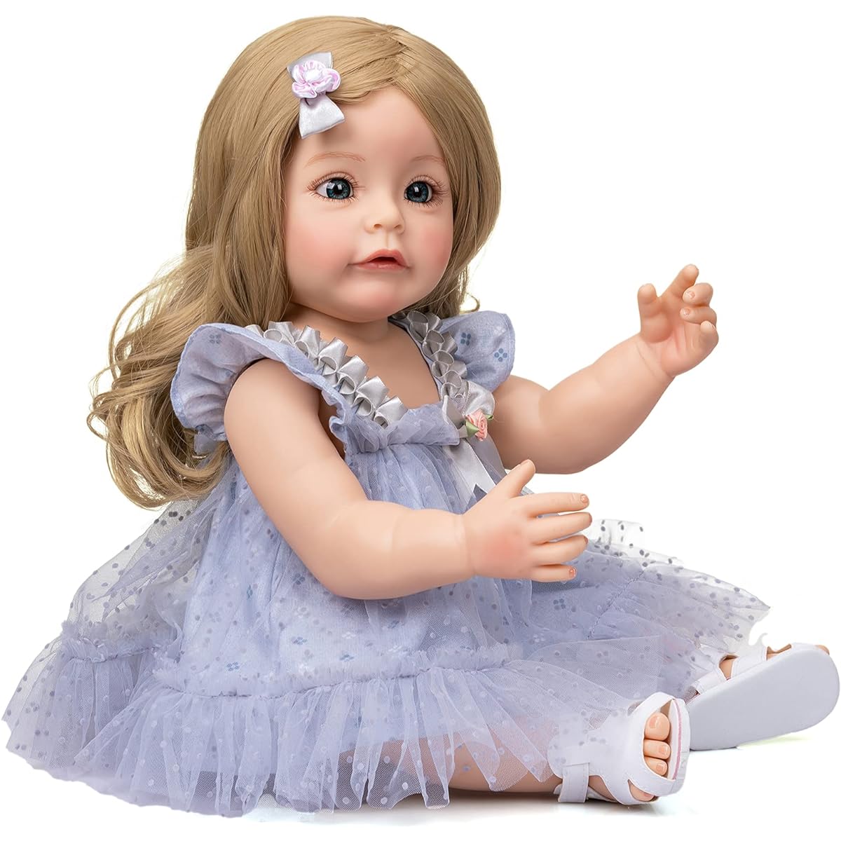 TERABITHIA 22" So Truly Full Body Silicone Vinyl Reborn Toddler Girl Doll Realistic Newborn Princess Soothing Detailed Paint Waterproof Toy for Girls Anatomically Correct Design