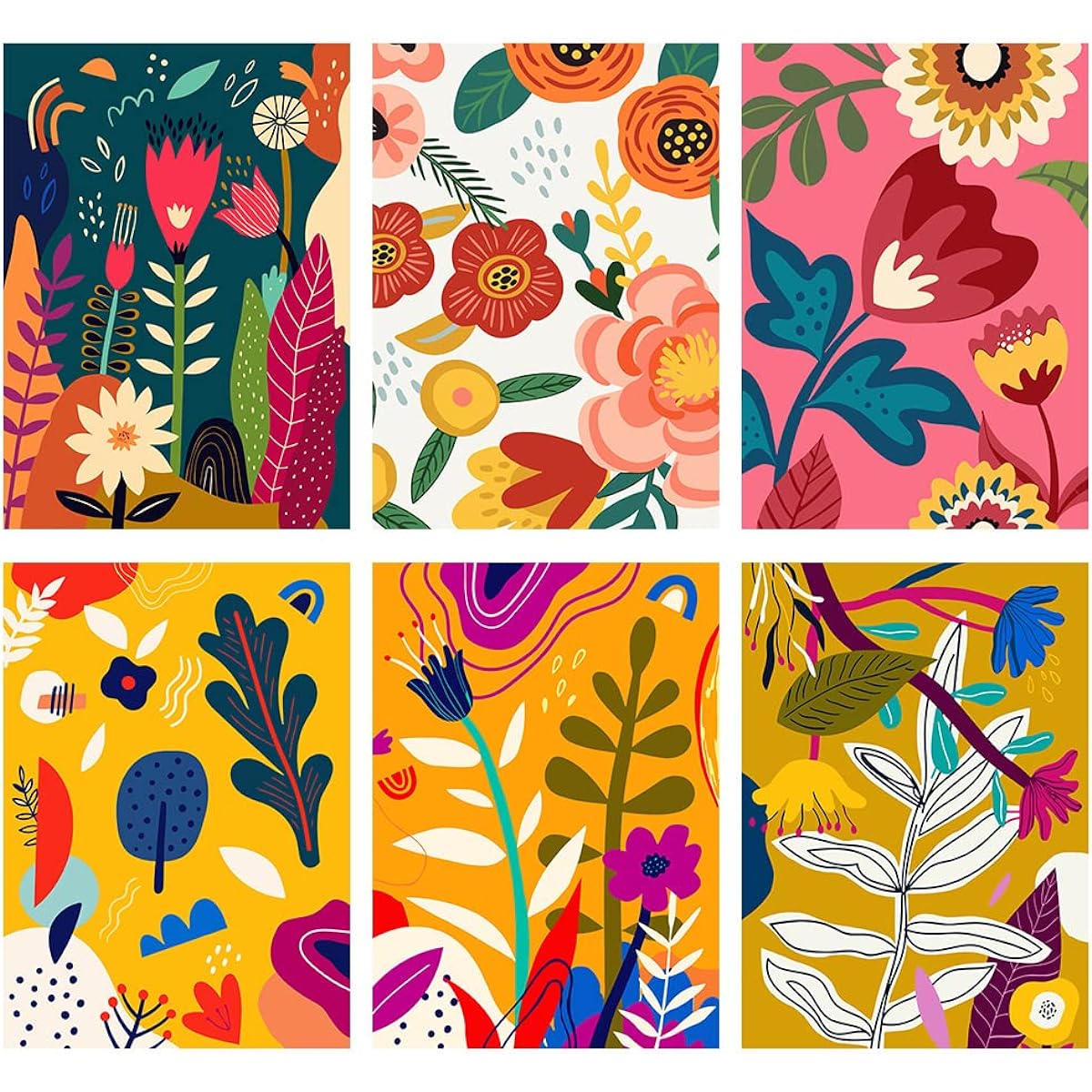 FQOVKYN 6 Pack Paint by Numbers for Kids and Adults DIY Acrylic Paint by Number Kits Canvas Unframed Simple Flower Oil Painting for Home Wall Decor 9.8x13.8inch