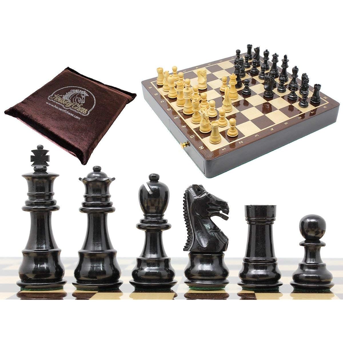 Home Chess - Rosewood/Boxwood Chess Set Pieces Galaxy Staunton 3" (76mm) with 15"x15" Rosewood Board + 2 Extra Queens, 4 Extra Knights & 2 Extra Pawns