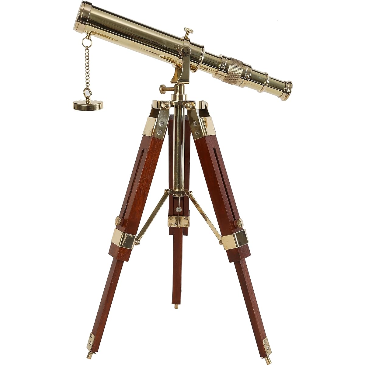 Vintage Brass Telescope with Tripod Stand, Lens, Antique Desktop Brass Telescope, Royal Antique Finish, Spyglass, Nautical, Beautiful Wooden Tripod Stand