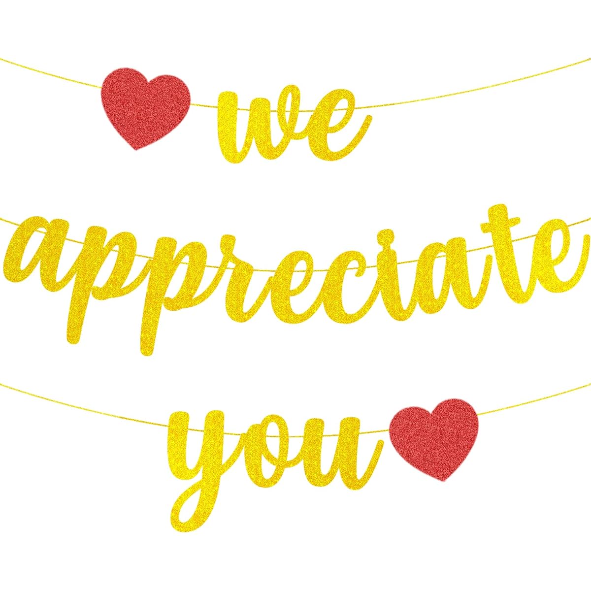 We Appreciate You Banner Gold Glitter Thank You Banner for Employee Teacher Doctor Nurse Staff Appreciation Banner Employee Appreciation Banner Office Party Decoration