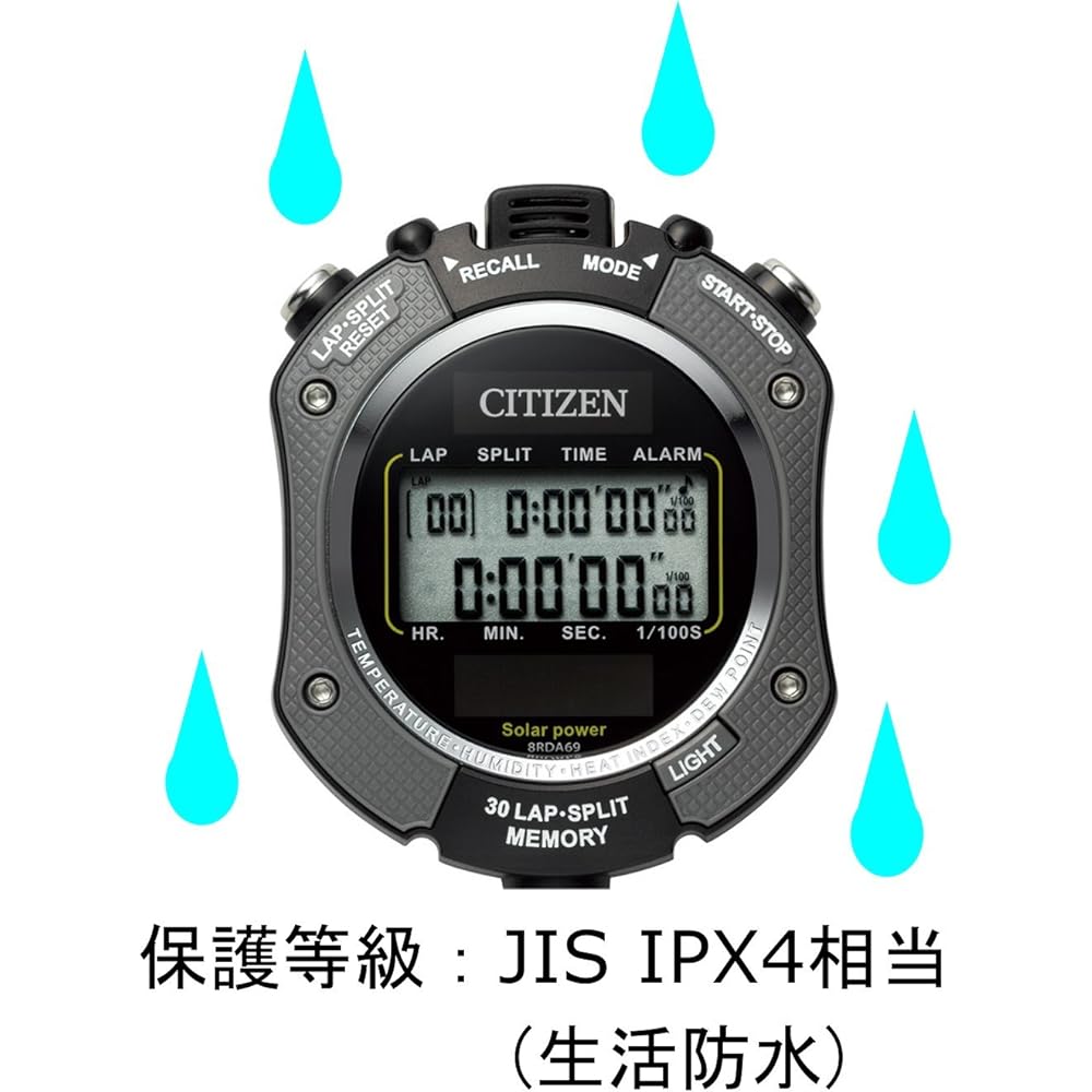 RHYTHM Citizen Stopwatch Waterproof Solar Powered Gray CITIZEN 8RDA69-008