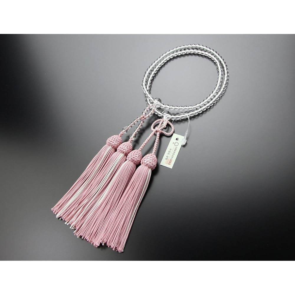 Pure Land Buddhist Buddhist Prayer Beads for Women, 8 inch Genuine Crystal, Pure Silk Basso, Kyoto, April Birthstone, 108 Beads, 8 Size, 2 Tiers, Buddhist Services, Funeral, Memorial Service, My Prayer Beads 102780011, Gift for Buddhist Purposes