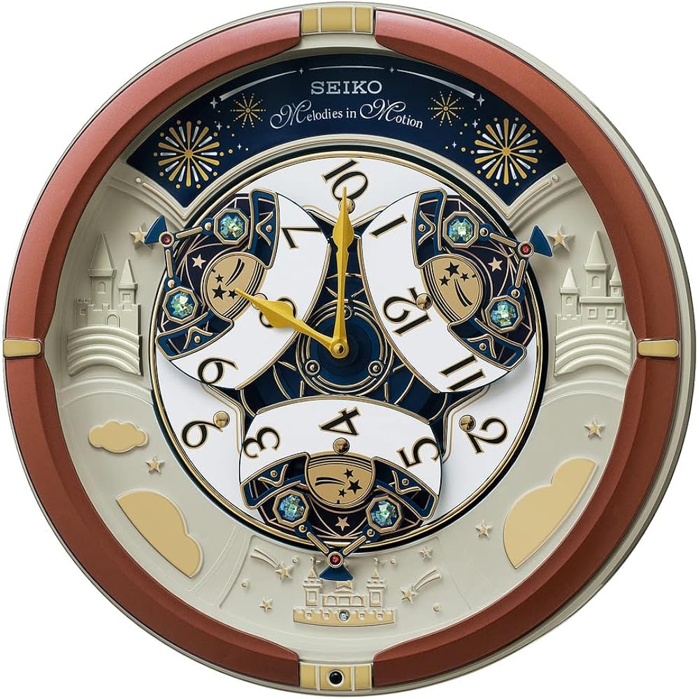 Seiko Clock Wall Clock Karakuri Clock Analog Triple Selection Melody Brown Metallic 39 x 39 x 9.6 cm RE601B