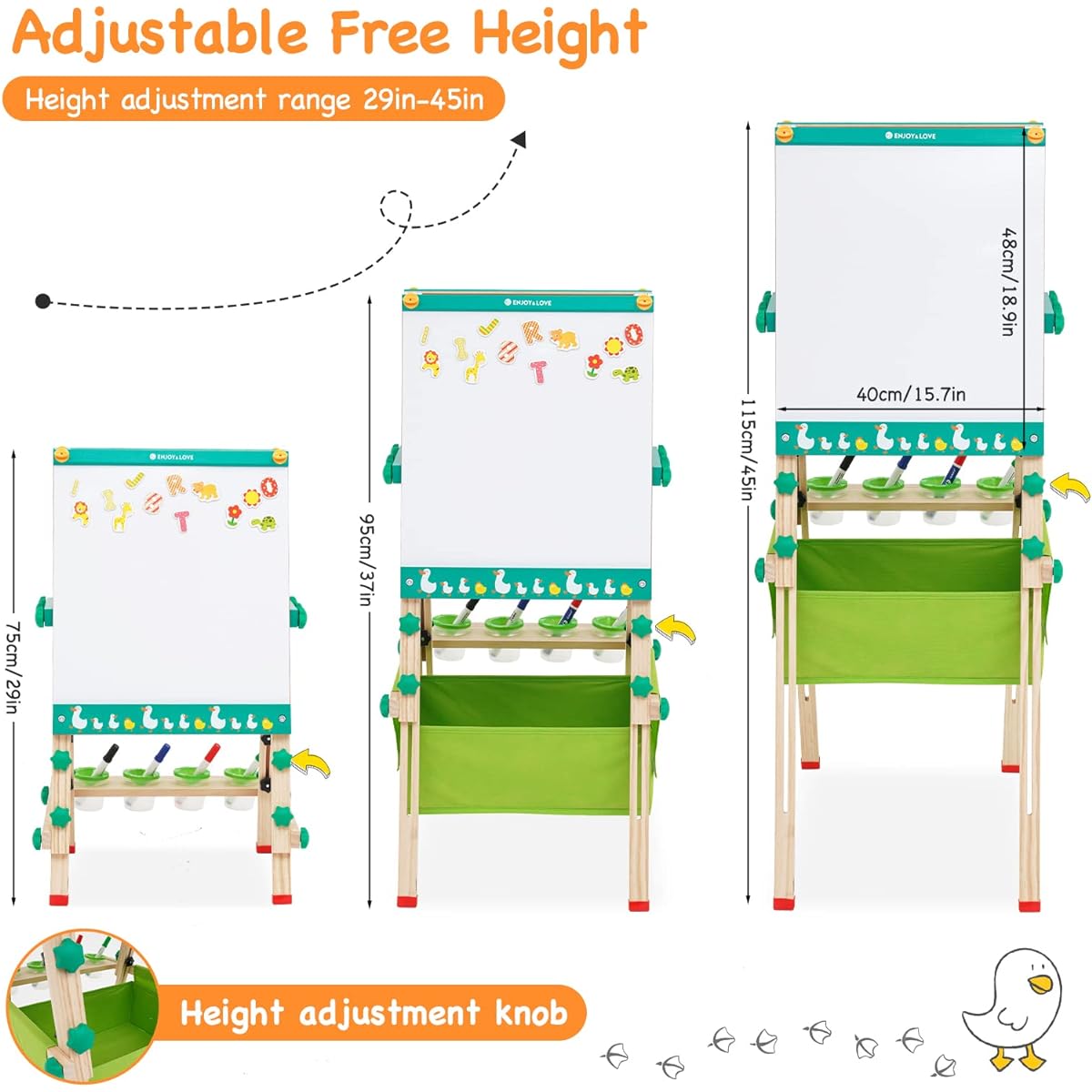 Easel for Kids Wooden Foldable Double Sided Art Easel for Toddlers