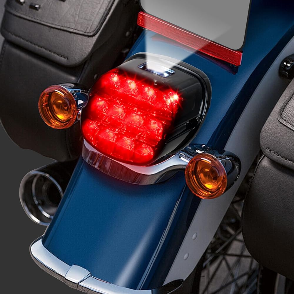 QUASCO Smoke LED Brake Tail Light Motorcycle Rear Taillight Compatible with Harley Dyna Road King Electra Glide Softail Sportster Fat Boy Iron 883 Touring