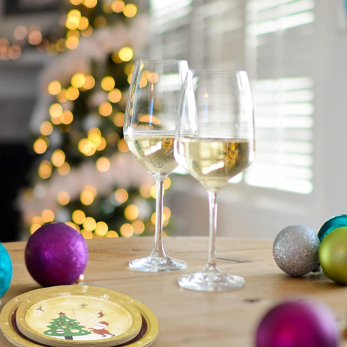 Christmas Party Plates Disposable Paper Plates Christmas Party Supplies Decoration Pack 20 9" Dinner Plates 20 7" Dessert Plates Tableware Set Serves 20 Guests