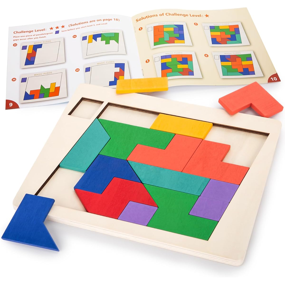 Shindel Wooden Puzzle Blocks 3D Russian Jigsaw Puzzle Colorful Geometric Logic IQ Game STEM Montessori Educational Gift A Challenge for All Ages