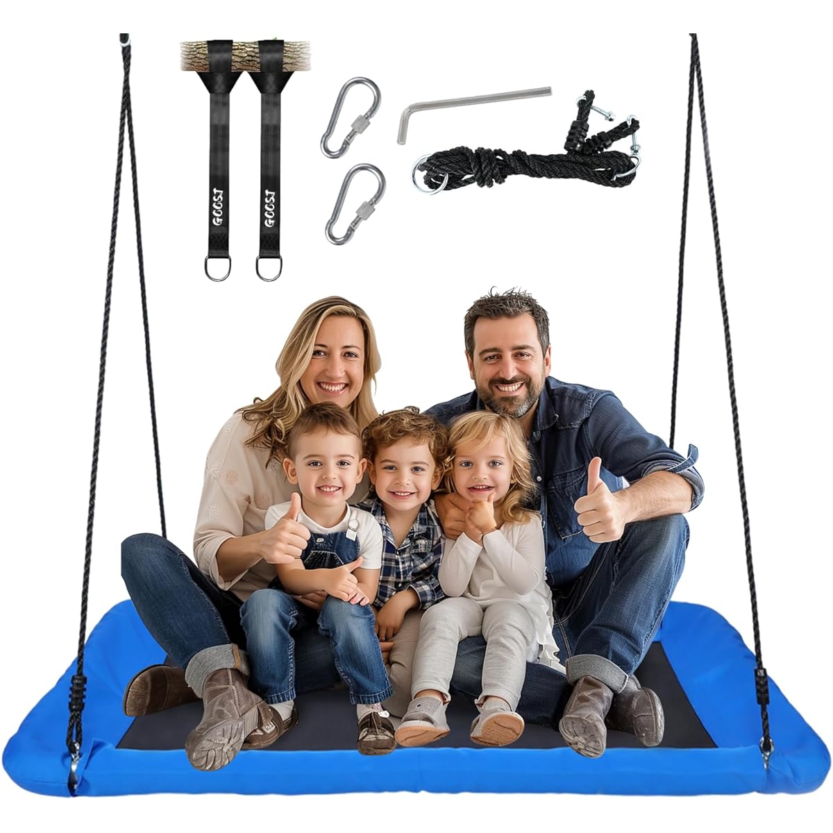 GCCSJ Swing for Kids Adults 660 lbs Giant 60 Inch Platform Tree Swing Waterproof Durable Steel Frame Tree Swing for Kids Outdoor Kids Swing Kids Swing Kids Swing Kids Outdoor Swing (Blue)
