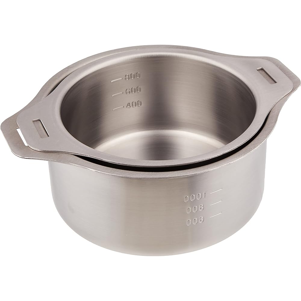 Wahei Freiz Tsubame Sanjo 2-piece pot with removable handle, 14 cm 16 cm, stainless steel, IH compatible, Tsubame Sanjo EM-028