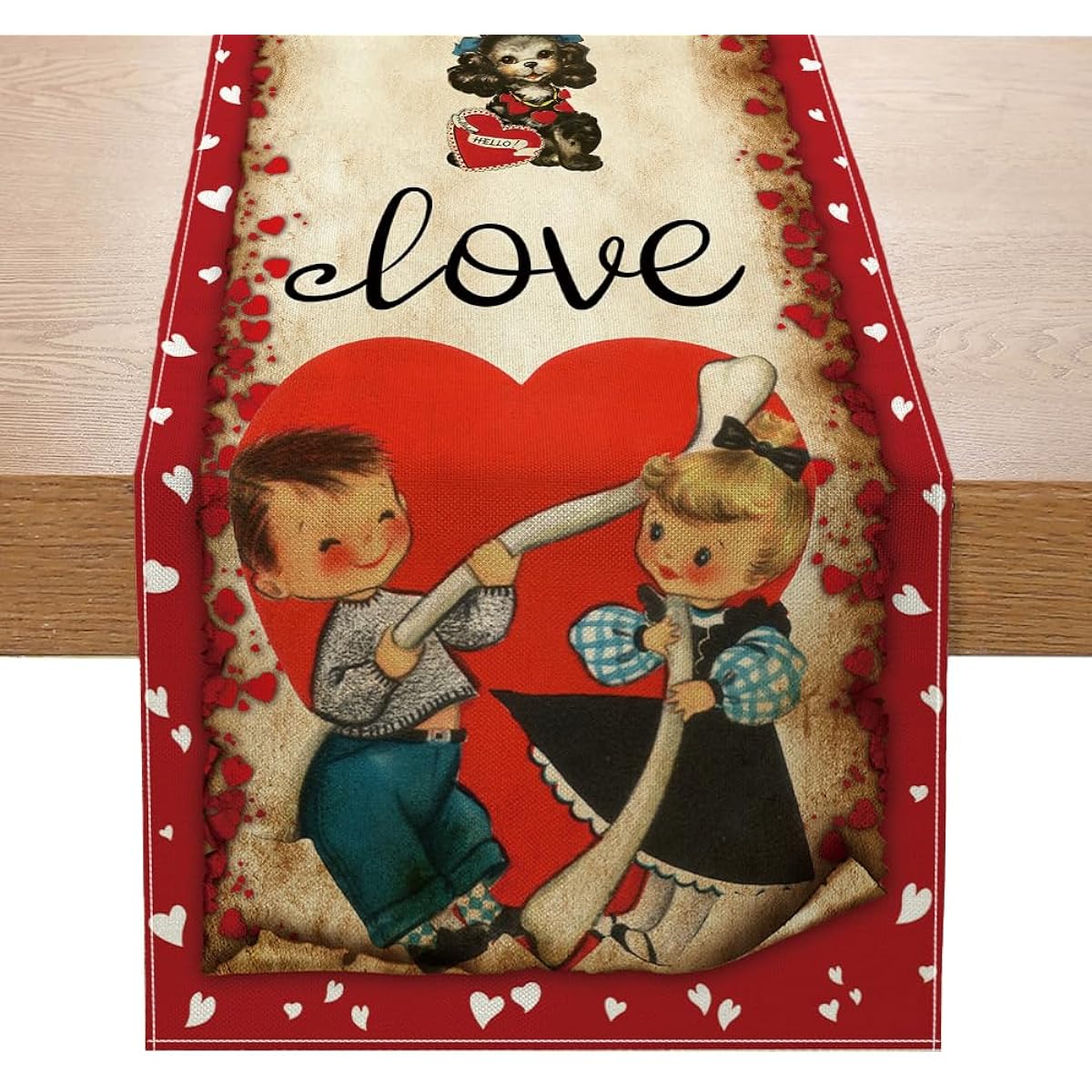 vintage valentine table runner