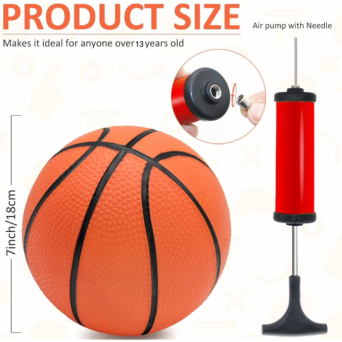Oleitodh 30 Pack 7" Mini Basketballs with Premium Pump, Perfect for Mini Hoops and Training
