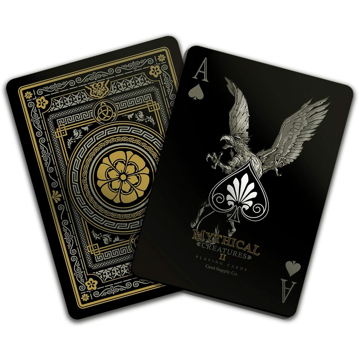 Gent Supply Mythical Creatures II (All New Creatures) - Black Silver & Gold Edition Playing Cards