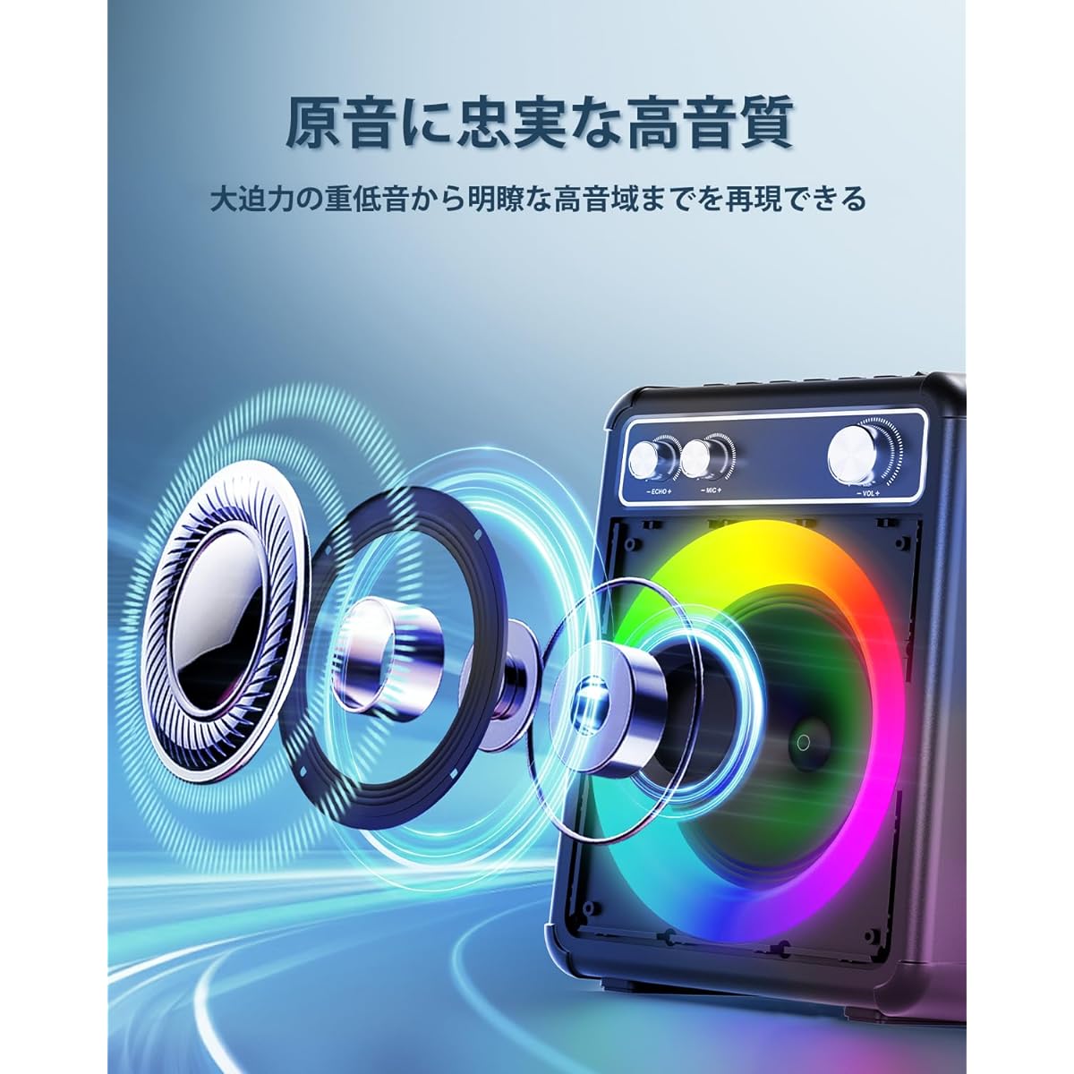 eless Microphones, Bluetooth 5.0 Karaoke Microphone, Small PA Set, Karaoke Machine, Portable Speaker Set, USB AUX, Android SD Card Compatible, Suitable for Home Parties/Speech Conferences/School Events/Seminars, etc., Japanese Instruction Manual Included
