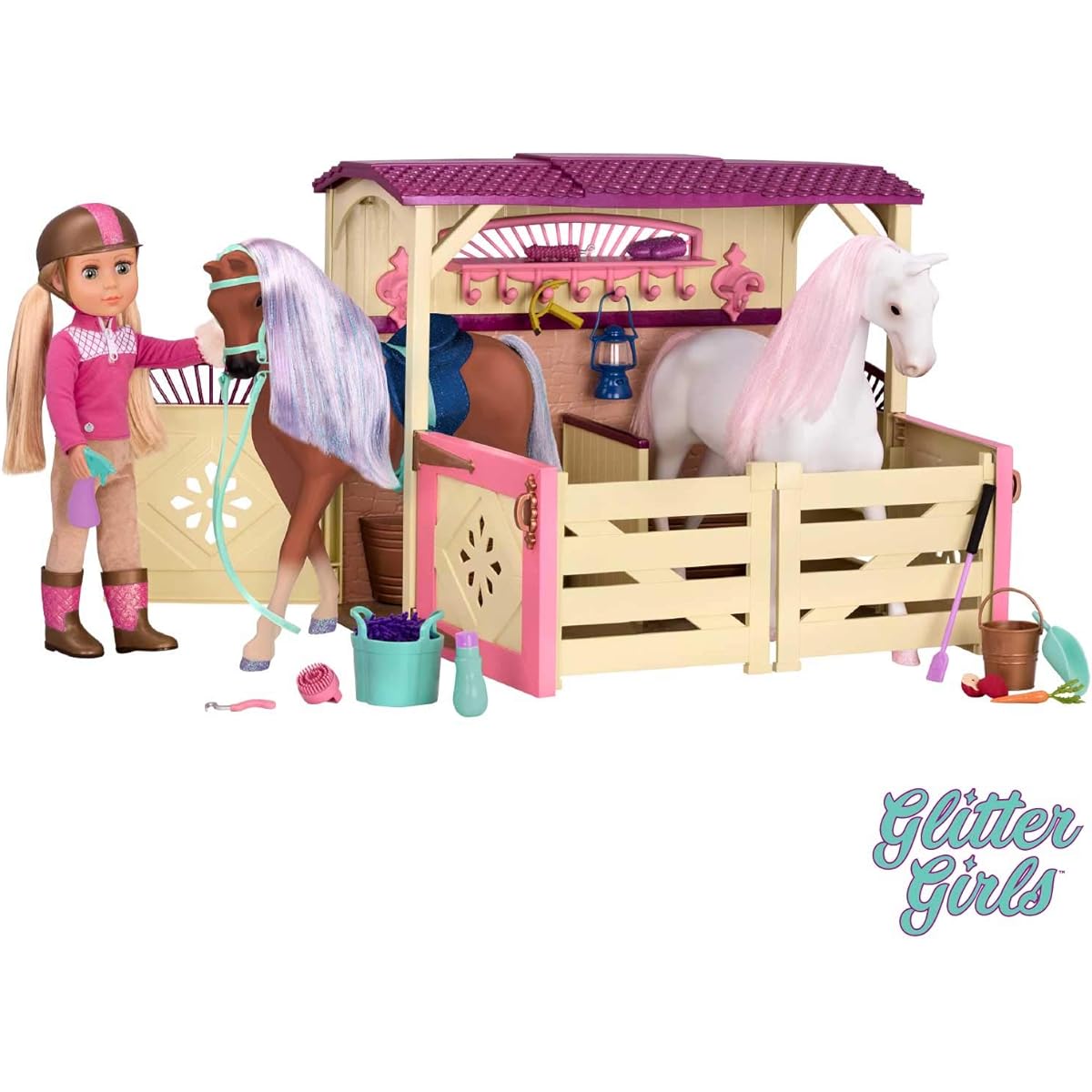 Glitter Girls - All Asparkle Acres Riding Stable Set - Accessories for 14" Horse - Accessories and Clothes for 14" Dolls for Girls Ages 3+ - Kids Toys (GG57000Z)