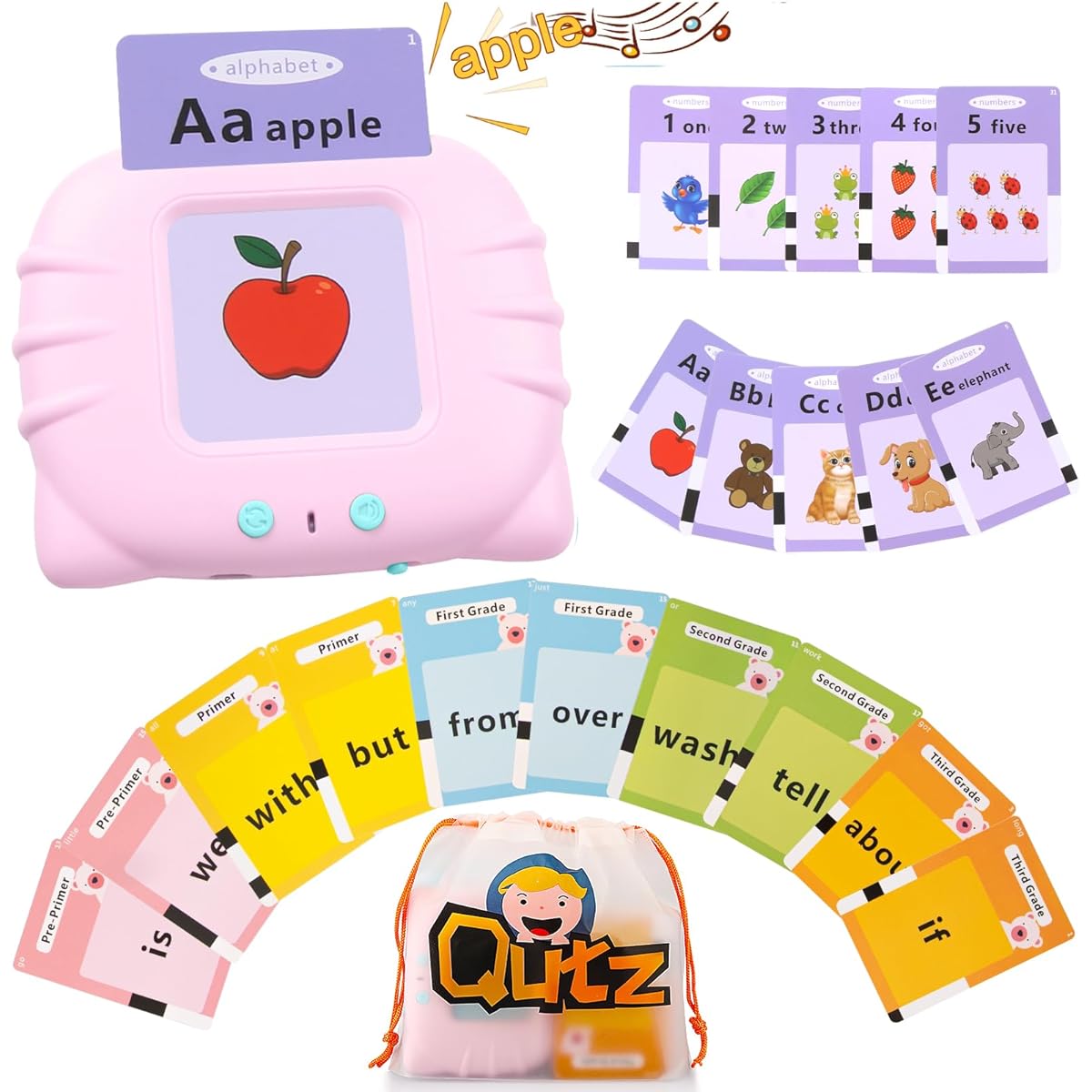 QuTZ Talking Flash Cards sigt Words Pink