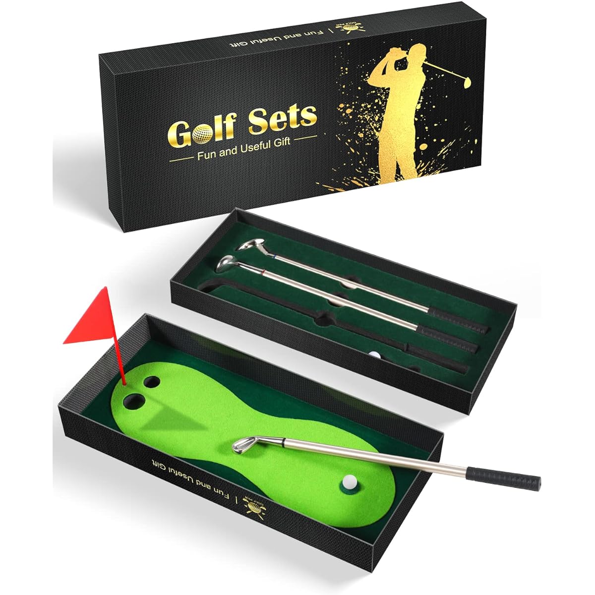 Golf Pen Gifts for Men and Women, Gifts for Adults, Dad, Friend, Boss, Coworker, Golfer, Mini Golf Pen Set with 3 Golf Club Pens, Cool Office Gadgets, Desk Decor