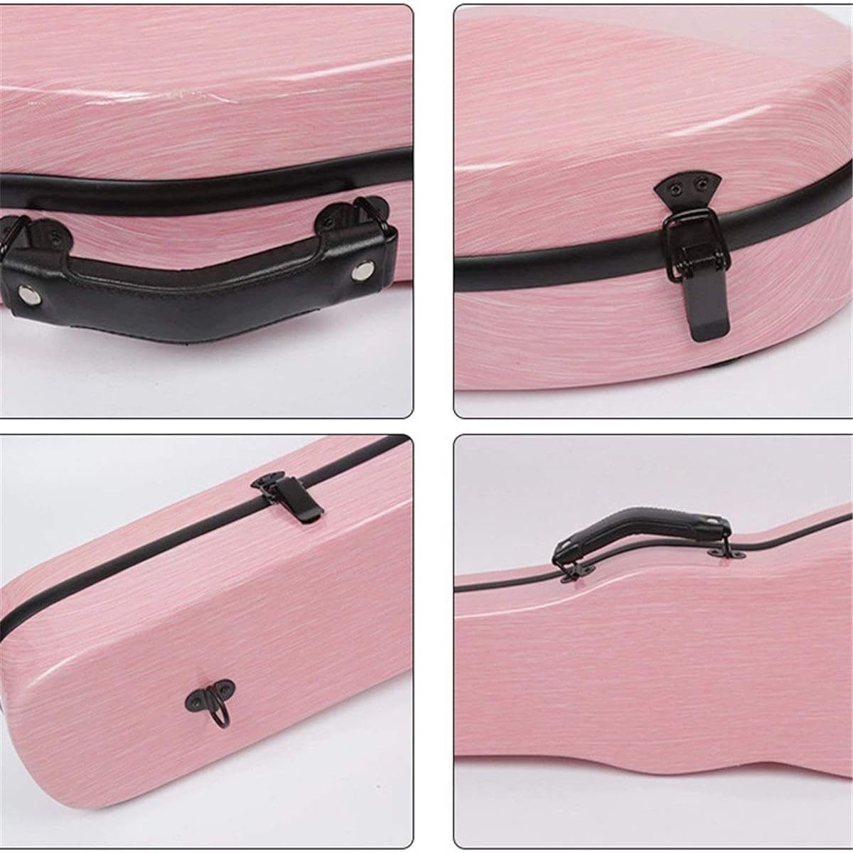 Violin Case Violin Case 4/4 Full Size Violin Hard Box Violin Gold Shape Fiberglass Case Sturdy Lightweight Pressure Resistant (Color: Pink, Size: 3/4)