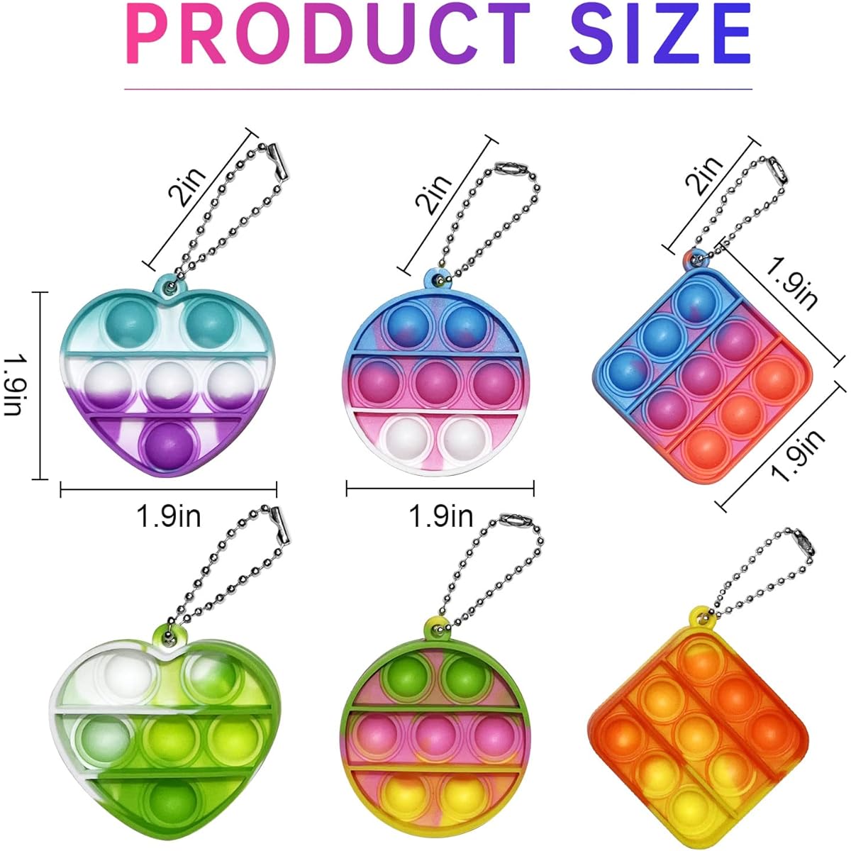 Amicbng Christmas Mini Pop Keychains Fidget Toys, 108pcs 3 Shape Pop Fidget Toys Party Favors Kids Toys Fidget Packs Sensory Toys Stress Toys Party Gifts Push Mini Pop It Keychains Bulk