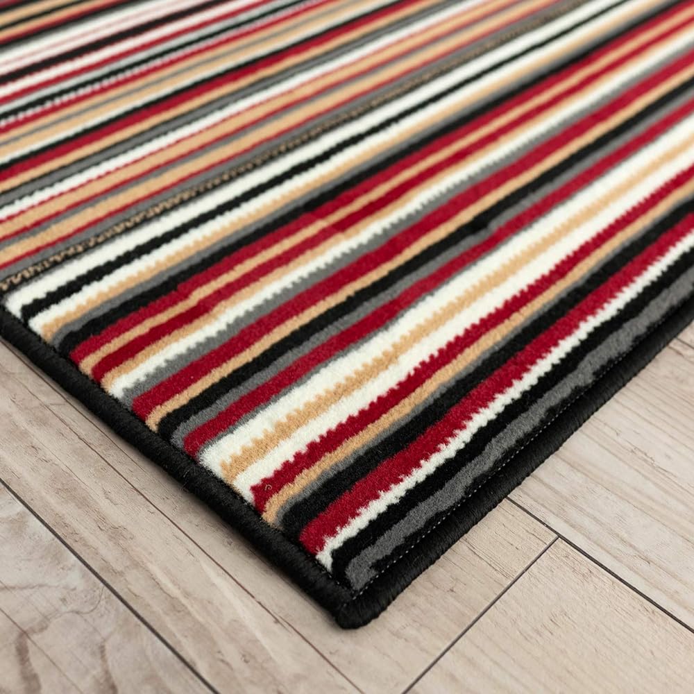 Sayan Sayan Multi Stripe Rug Rug Louven 140x200 1.5 tatami black red