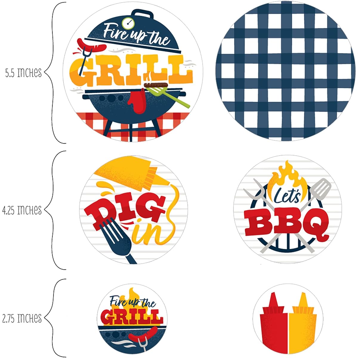 Big Dot of Happiness Fire Up the Grill - Summer BBQ Picnic Party Giant Circle Confetti - Party Decorations - 27 Large Confetti