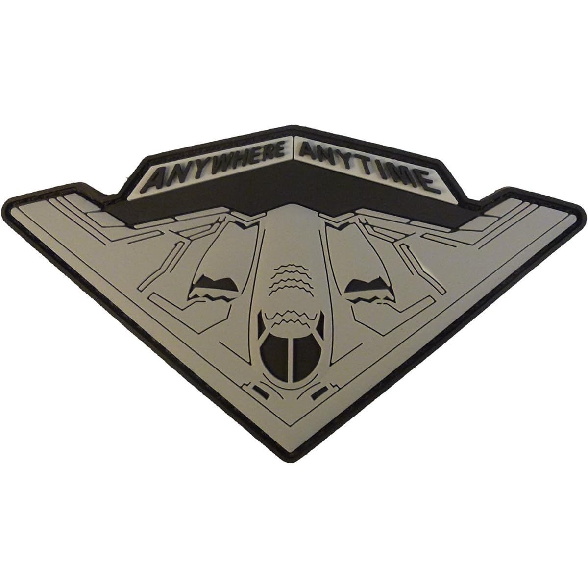 USAF B-2 Spirit Strategic Stealth Bomber Anywhere Anytime Morale PVC Rubber 3D Velcro Hook and Loop Patch