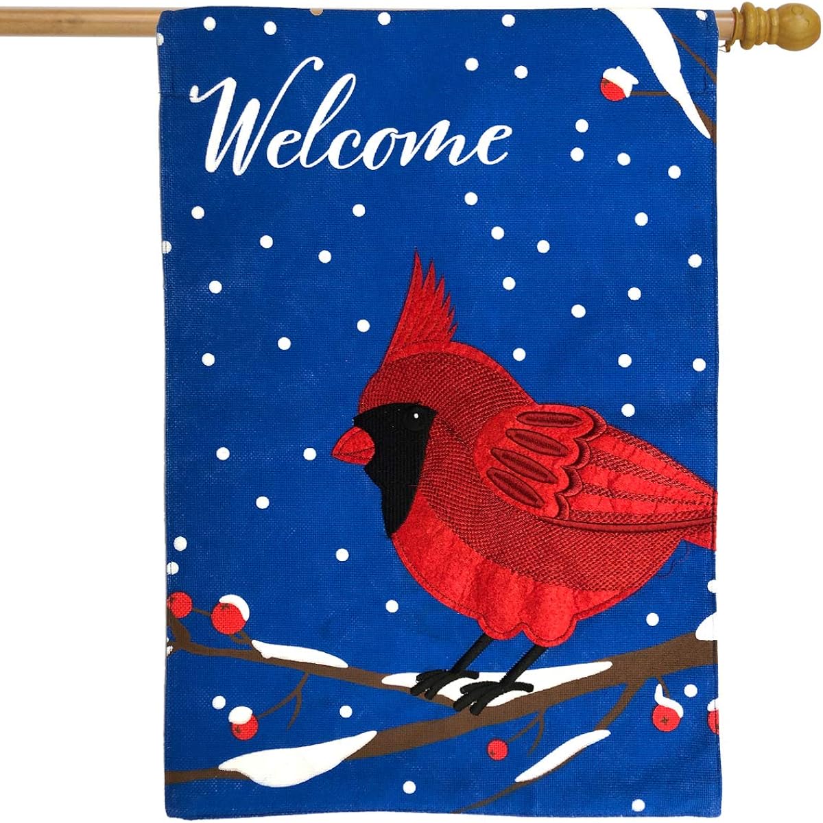 Briarwood Lane Cardinal Winter Burlap House Flag Welcome Bird 28" x 40"