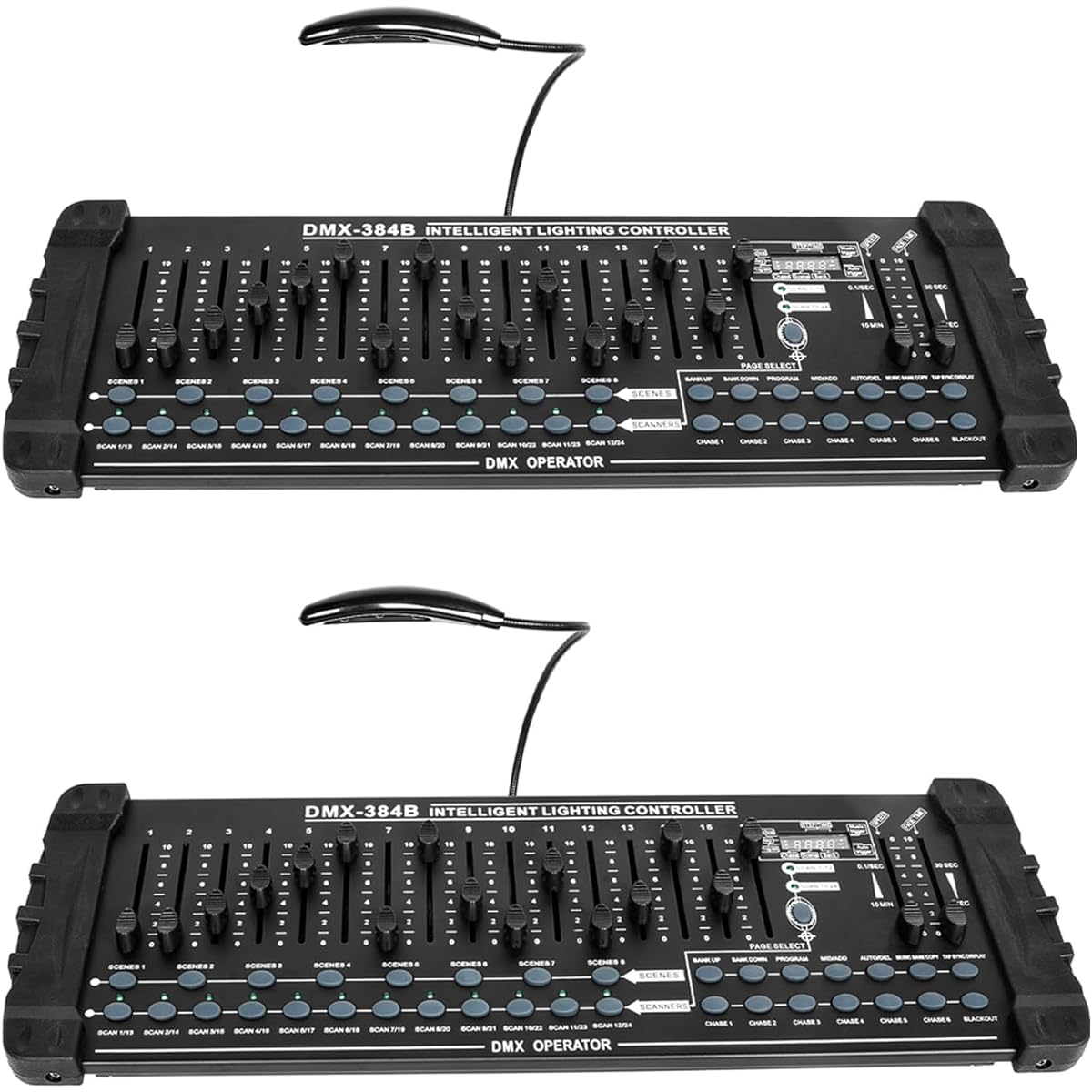DMX Controller 384 Channel Fog DMX-512 DJ Controller Support 30 Banks 8 Scenes 24 Fixtures Stage Lighting Console Program Editing DJ Light Show Bar Club Live Christmas, ZQ12007