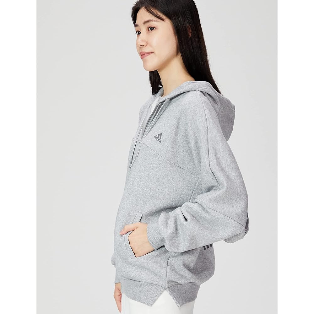 Adidas HF577 Women's Sweat Hoodie Warding Oversized Fit Fleece Full Zip Hoodie
