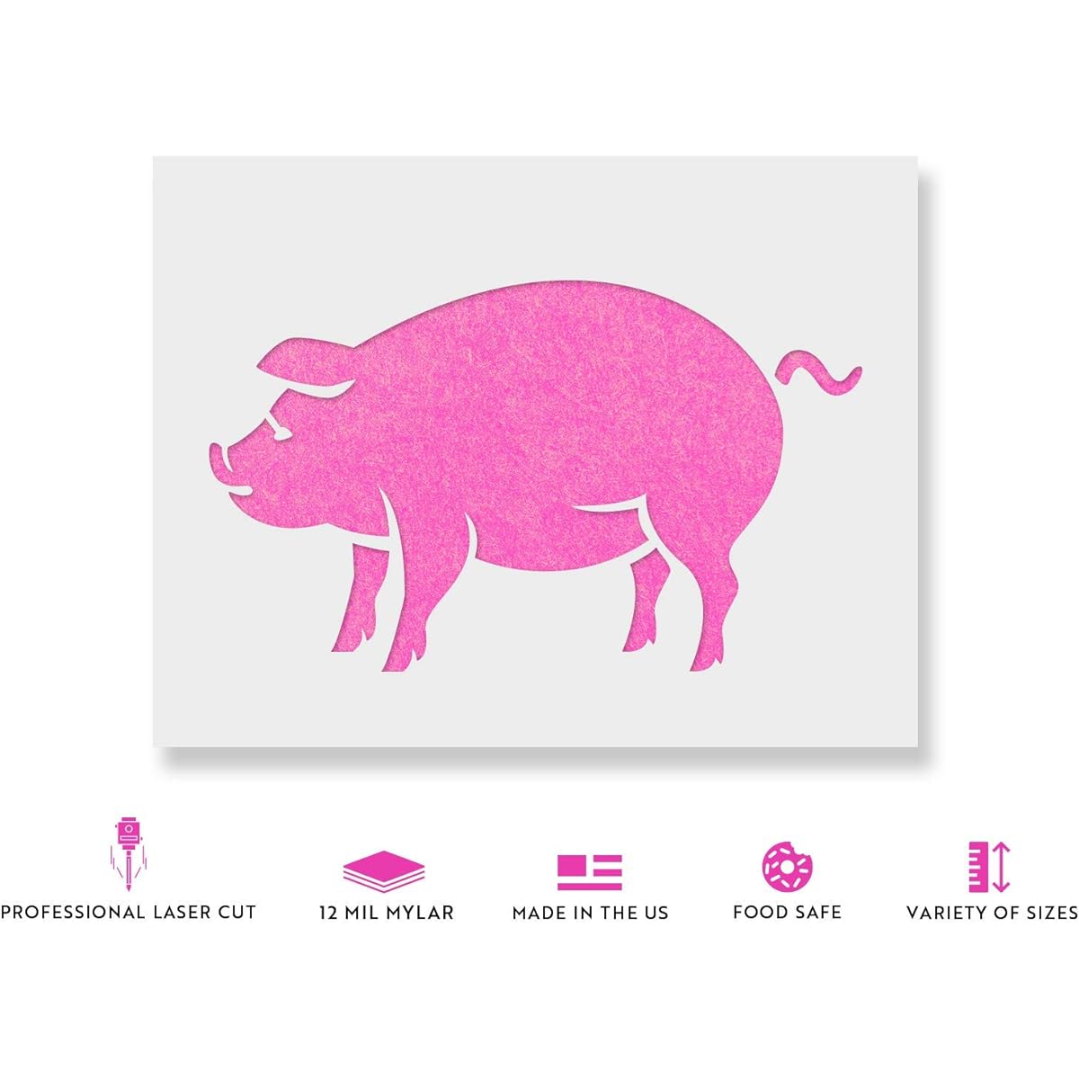 Pig Stencil Template - Reusable Stencil with Multiple Sizes Available 24"x18"