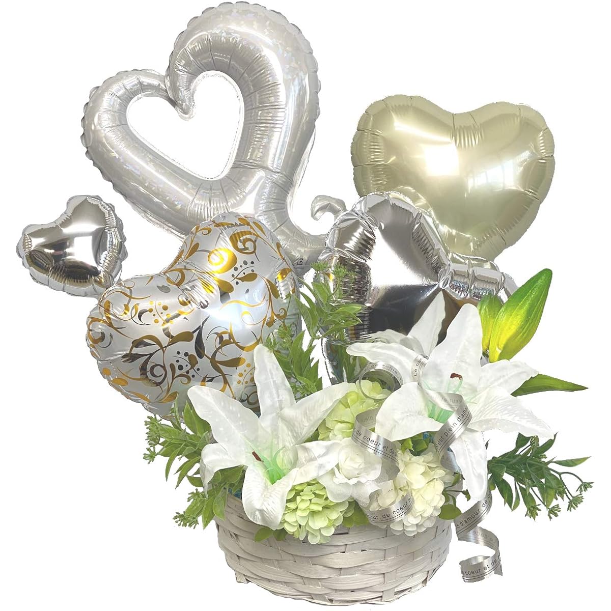 [Balloons] White Arrangement Balloon Arrangement Balloon Telegram Gift [Celebration Present Telegram Balloon Wedding Gift Telegram Balloon (Elegant)