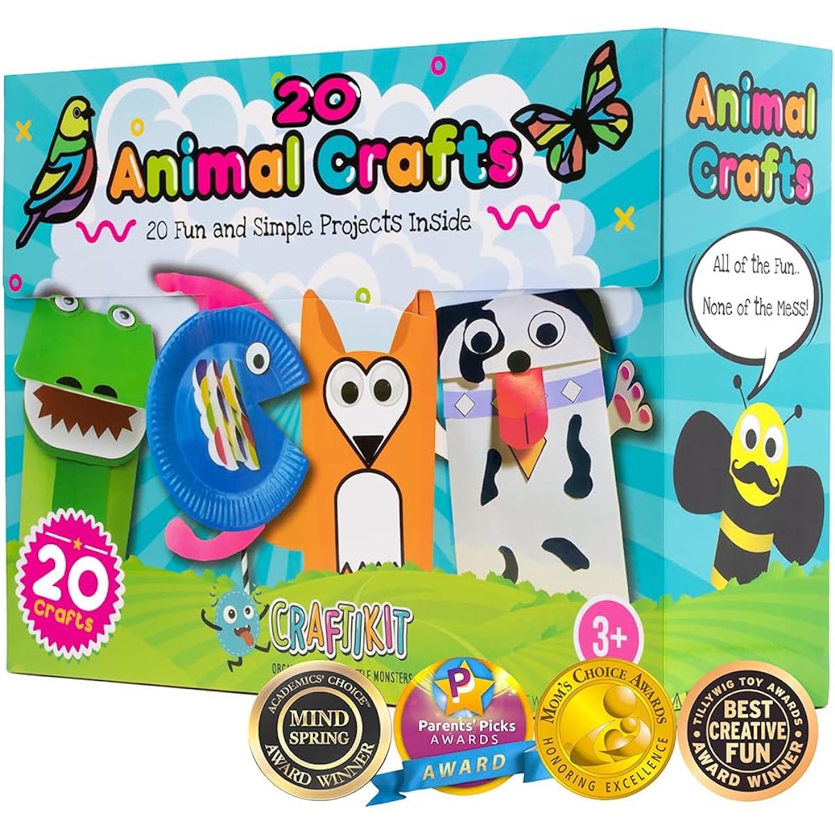 Craftikit® 20 Award Winning Toddler Arts & Crafts for Kids Ages 4-8 All Inclusive Animal Craft Kit Fun Toddler Craft Box for Girls and Boys Organized Preschool Art Supplies and Projects